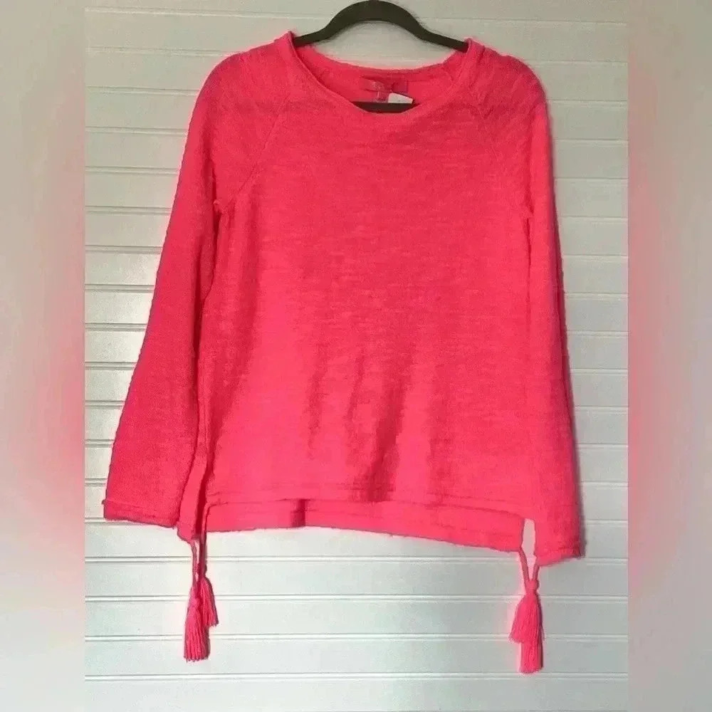 Lilly Pulitzer Jody Sweater in Love Potion Pink Size Small Tassel Sweater tunic